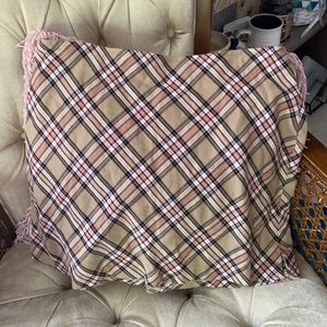 Vintage tan plaid straight mini skirt 🍎